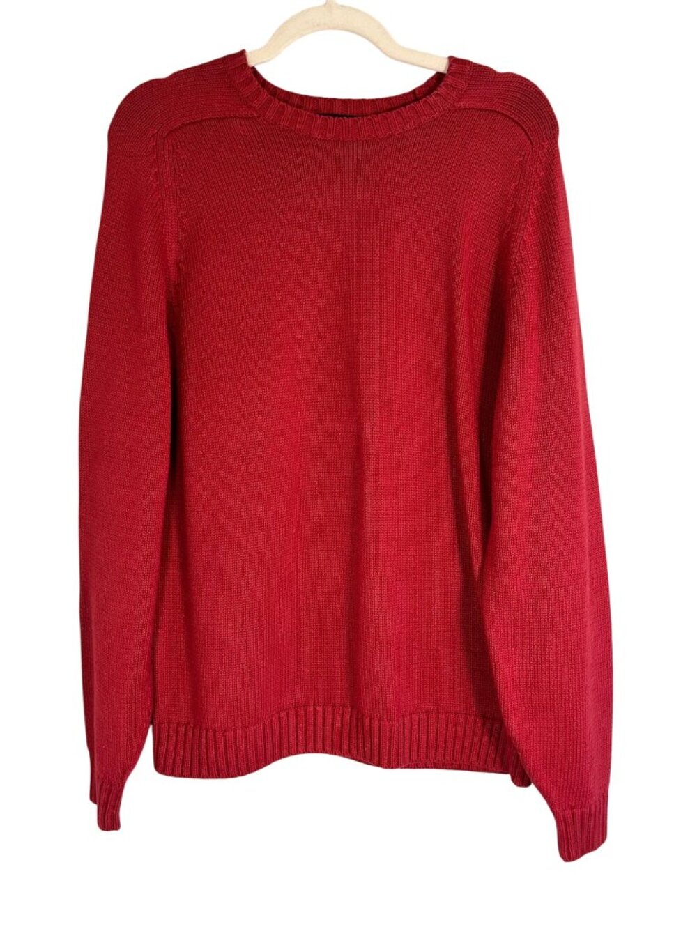 Colorful Knit Chunky Sweater L Red Preppy Classic Patriotic Americana Festive